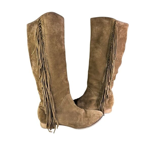 Polo Ralph Lauren Brown Suede Fringe Tall Western Boots US 9.5 EU 40.5 - Picture 2 of 12
